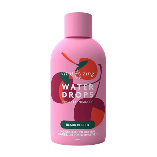 Vital Zing Black Cherry Water Drops Stevia Flavour Enhancer 45ml — Sugar Free, 90 Serves