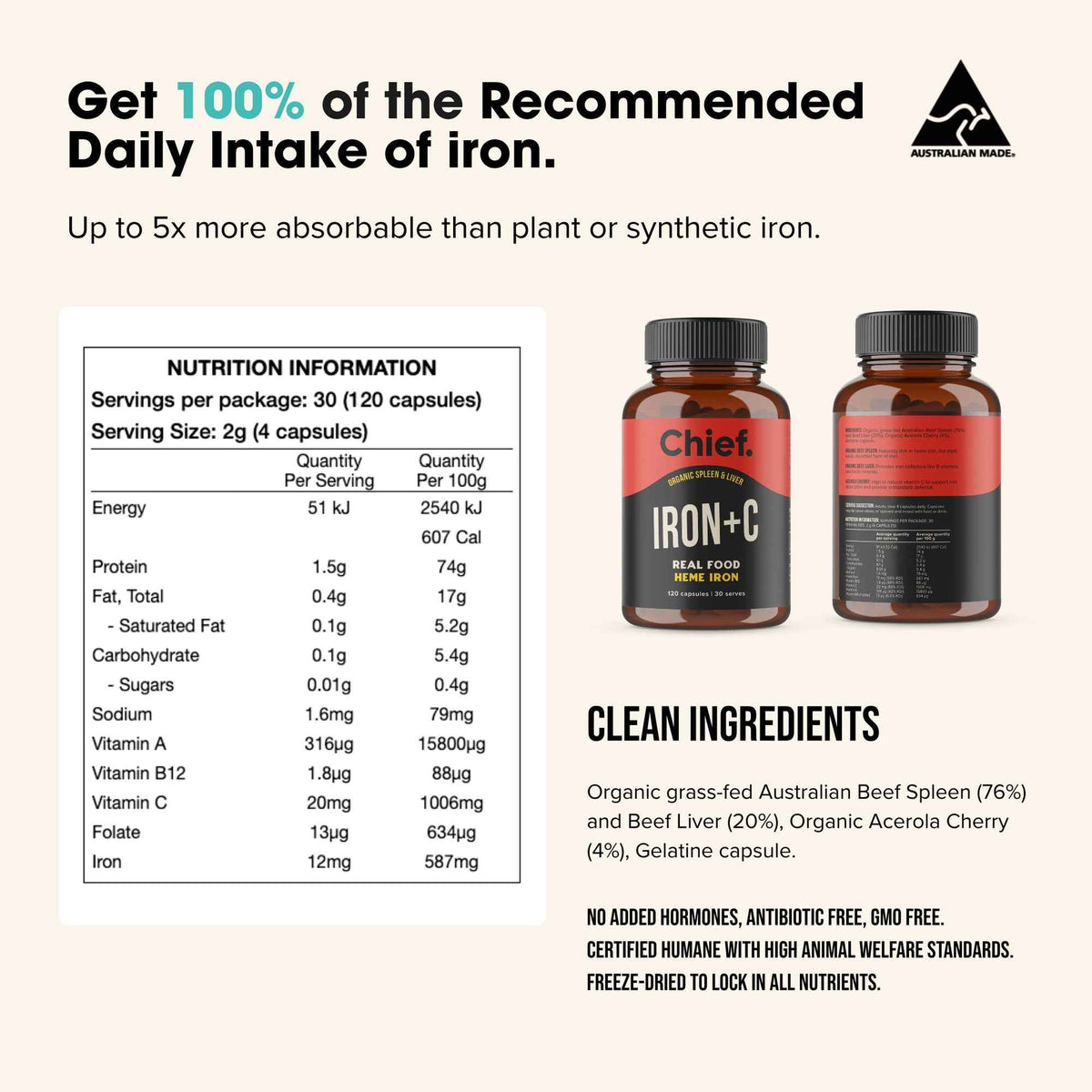 Chief Iron+C Capsules 120 Capsules