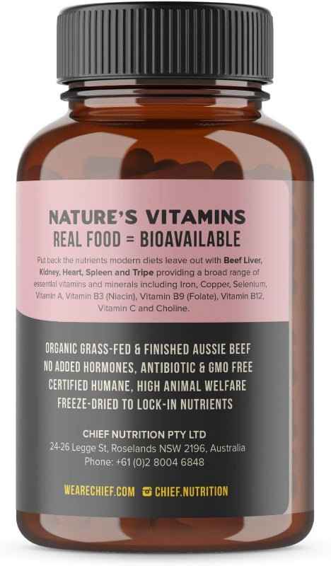 Chief Organic Beef Offal Capsules – Nature's Multivitamin – 120 Capsules