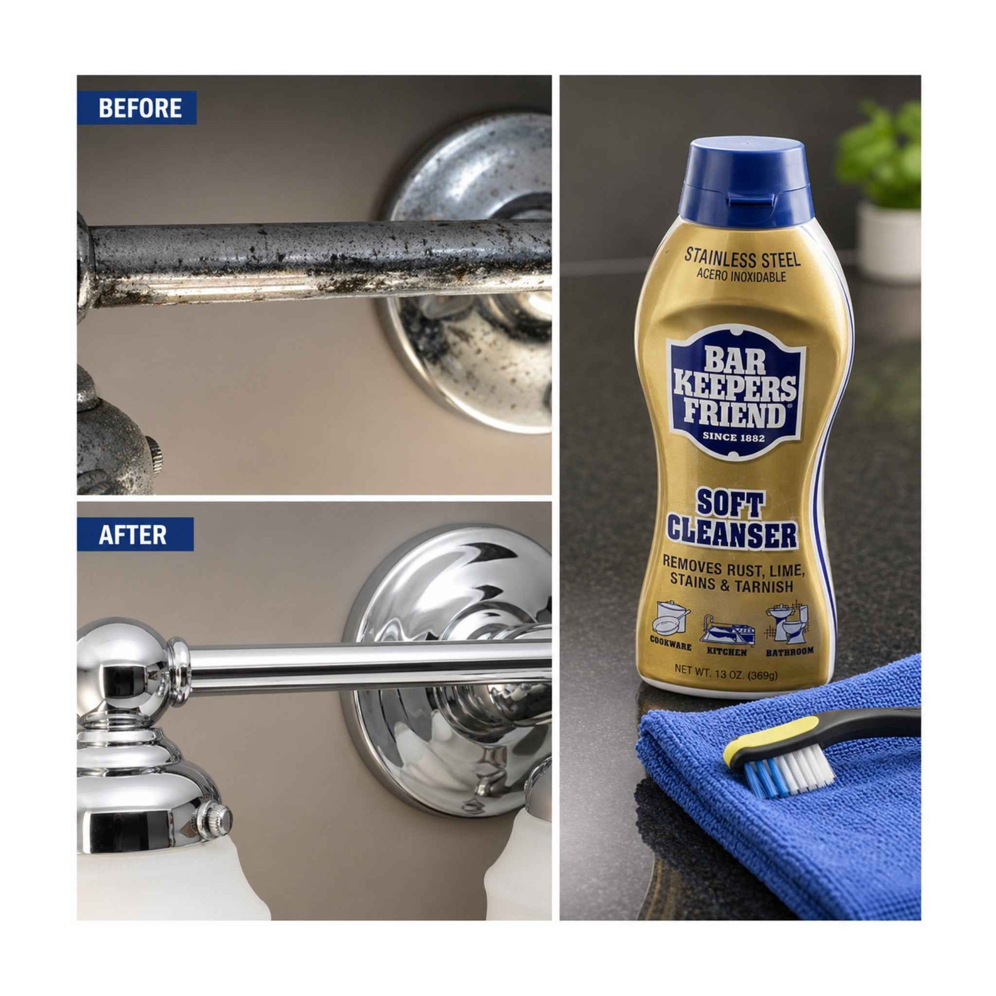 Stainless Steel Cleaner – Soft Cream Formula 737g – Bar Keepers Friend Pack of 2