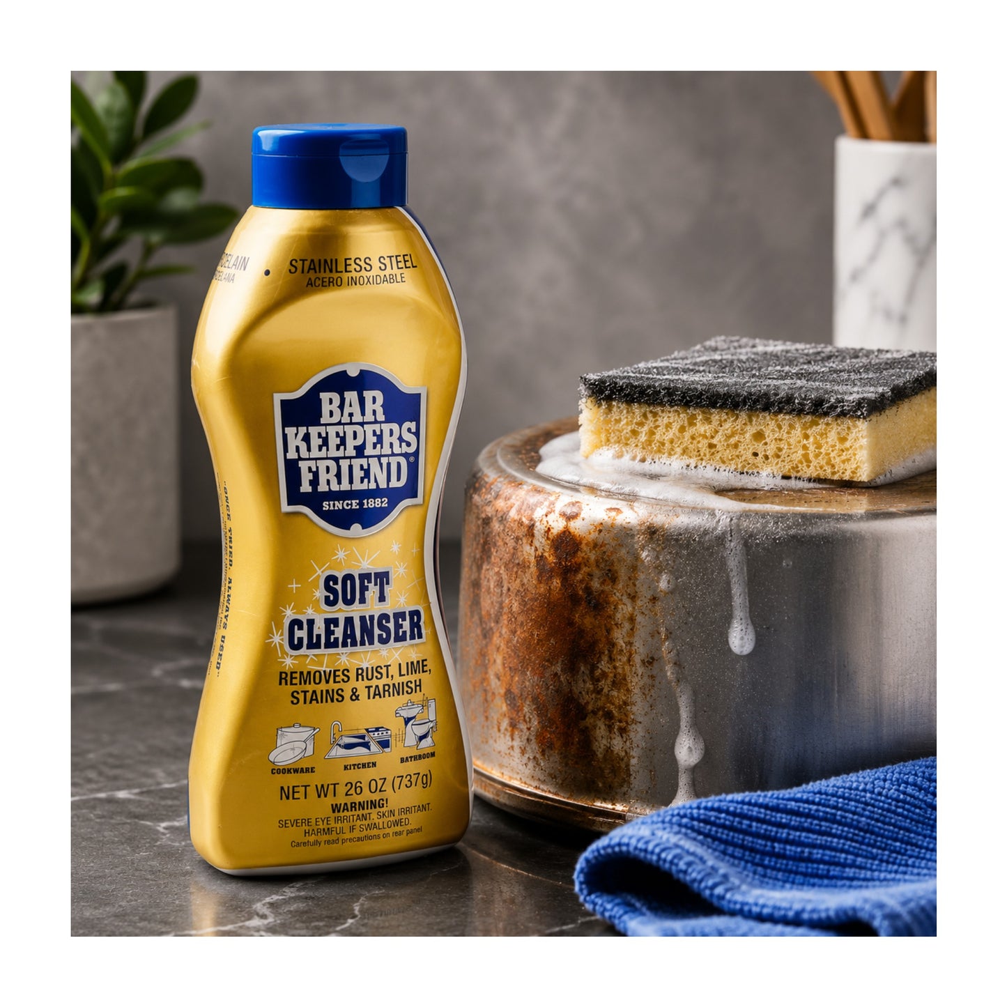 Stainless Steel Cleaner – Soft Cream Formula 737g – Bar Keepers Friend Pack of 2