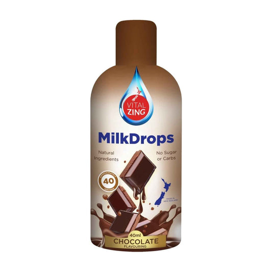 Vital Zing Chocolate Milk Drops — Zero Sugar, 40 Serves, All Natural