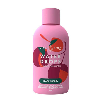 Vital Zing Black Cherry Water Drops Stevia Flavour Enhancer 45ml — Sugar Free, 90 Serves