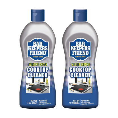 Two Bar Keepers Friend Multipurpose Cooktop Cleaner 13 oz bottles, updated packaging on white