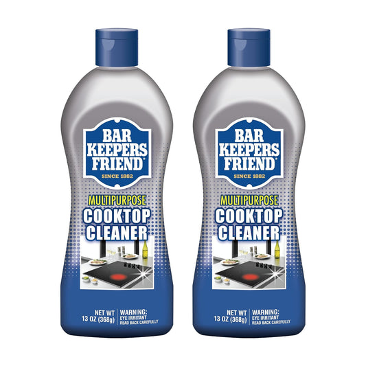 Two Bar Keepers Friend Multipurpose Cooktop Cleaner 13 oz bottles, updated packaging on white