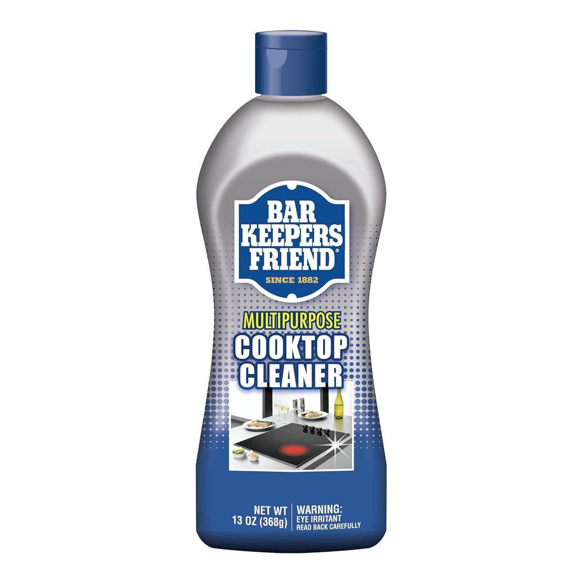 Bar Keepers Friend Multipurpose Cooktop Cleaner 13 oz bottle, updated dotted-label packaging on white