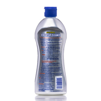 Back label of Bar Keepers Friend Multipurpose Cooktop Cleaner with directions and safety information