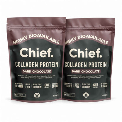 Chief Grass-Fed Collagen Protein Powder Dark Chocolate 450g 60 Serves – Pack of 2