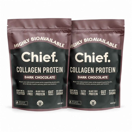 Chief Grass-Fed Collagen Protein Powder Dark Chocolate 450g 60 Serves – Pack of 2