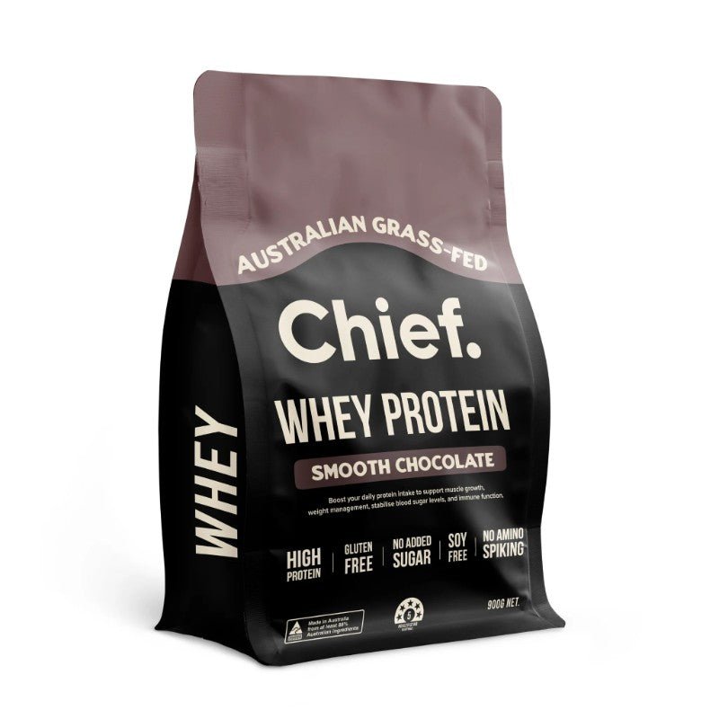 Grass-Fed Chocolate Whey Protein Powder 900g 30 Serves | Chief Nutrition