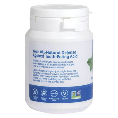 EPIC xylitol peppermint dental mints 180 pack back label and product information