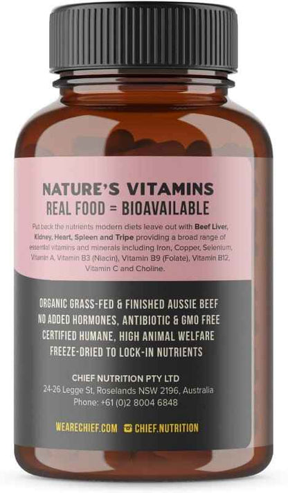 Chief Organic Beef Offal Capsules – Nature's Multivitamin – 120 Capsules