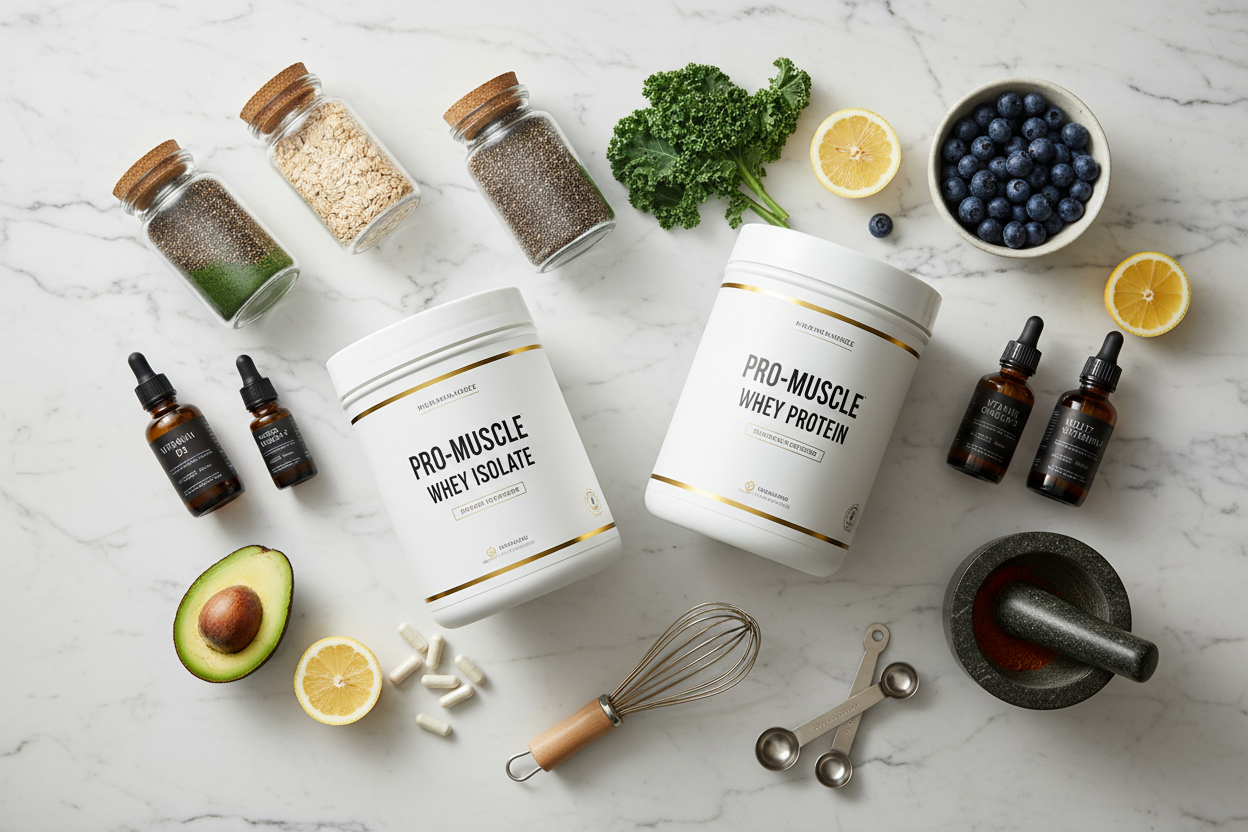 Health supplements and kitchen supplies banner