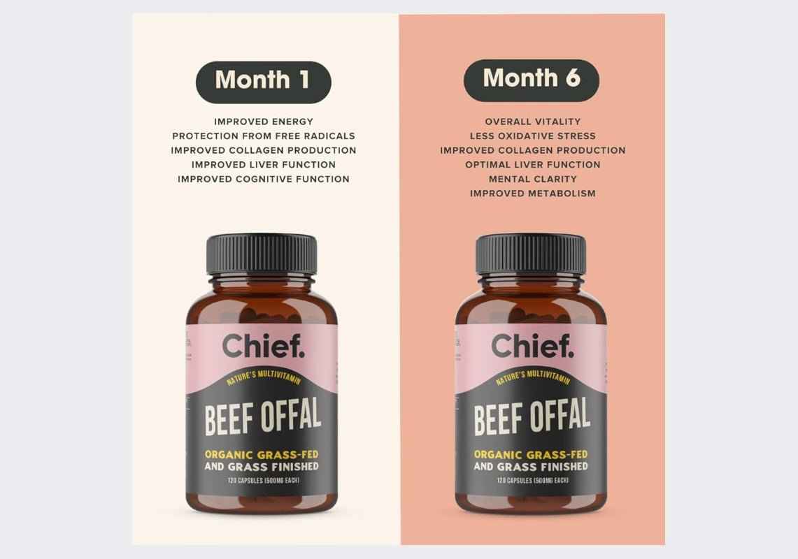 Chief Organic Beef Offal Capsules – Nature's Multivitamin – 120 Capsules