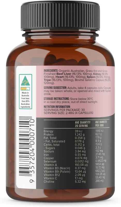 Chief Organic Beef Offal Capsules – Nature's Multivitamin – 120 Capsules