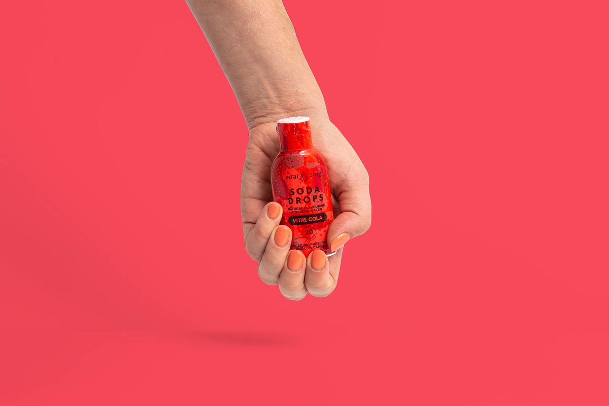 Vital Zing Vital Cola Soda Drops added to sparkling water