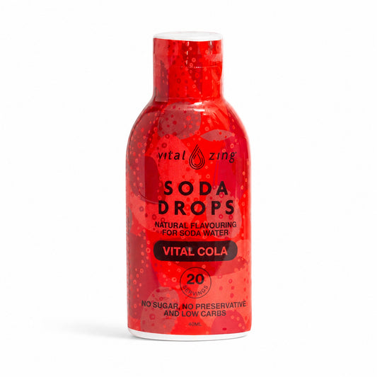Vital Zing Vital Cola Soda Drops 40ml bottle on a white background